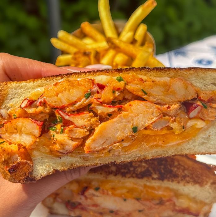 Lobster grilled cheese with french fries